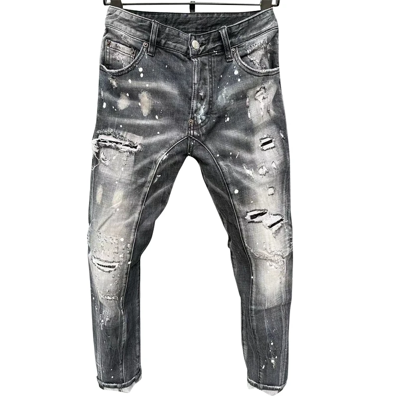 2023 new style Starbags dsq The new summer ripped, loose, scraped straight denim trend for men