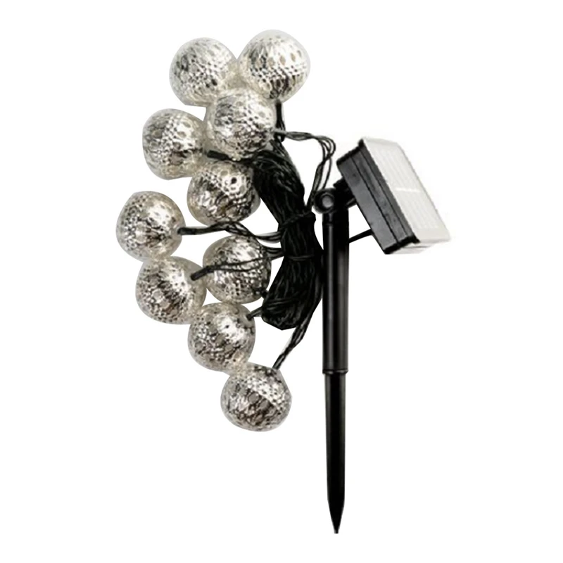 

Solar Light String Moroccan Ball Iron Art Silver Ball Golden Ball Light String Christmas Garden Decoration Light String