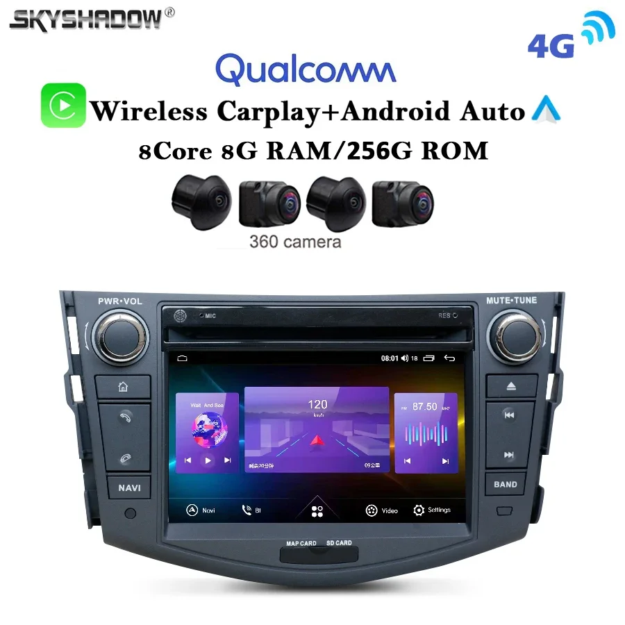 12G + 256G Carplay Auto Android 13.0 4G LTE IPS Автомобильный DVD-плеер GPS-карта WIFI Bluetooth RDS Радио для Toyota