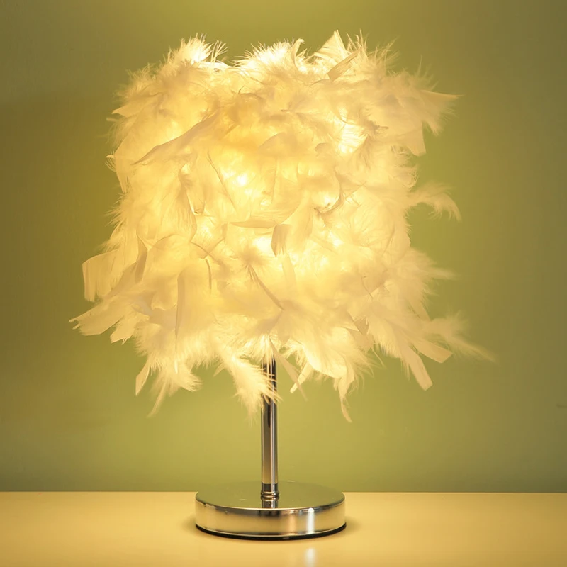Настольная лампа с перьями для спальни Современная прикроватная гостиной