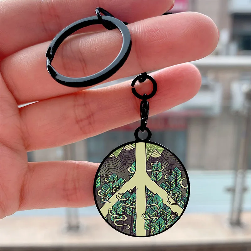 

Fashion Peaceful Landscape Cool Key Tag Motorcycles Cars Backpack Chaveiro Keychain For Friends Key Ring Gifts Accessories