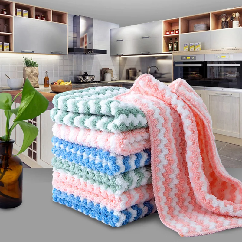 

2022 NEW Super Absorbent Microfiber Cleaning Cloth Kitchen Anti-grease Wiping Rags Efficient Home Washing Dish Kitchen Towels