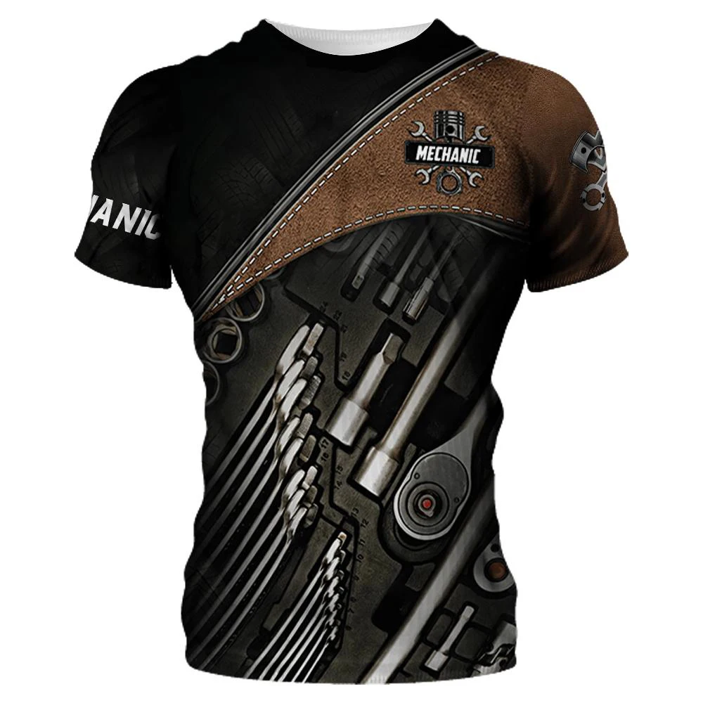 Мужская футболка для ремонта автомобиля рабочая одежда мужские топы с