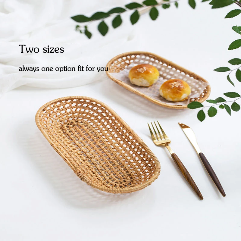 Плетеная вручную тарелка из ротанга корзина для хлеба закусок столовый стол