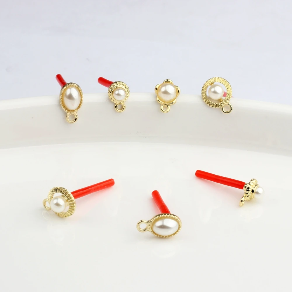 

Zinc Alloy Gold Sweet Mini Geometric Pearl Stars Base Earring Connector 6pcs/lot For DIY Fahion Earrings Making Accessories