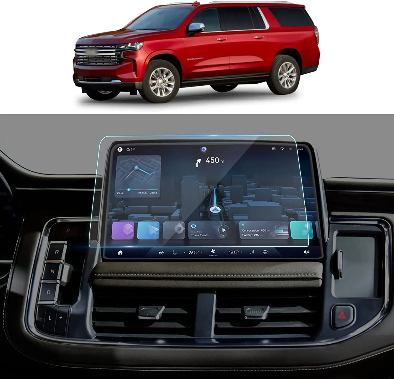 

Для 2021 2022 2023 Chevy Tahoe Suburban/GMC Yukon аксессуары 10,2-дюймовая навигационная защитная пленка из закаленного стекла для сенсорного экрана
