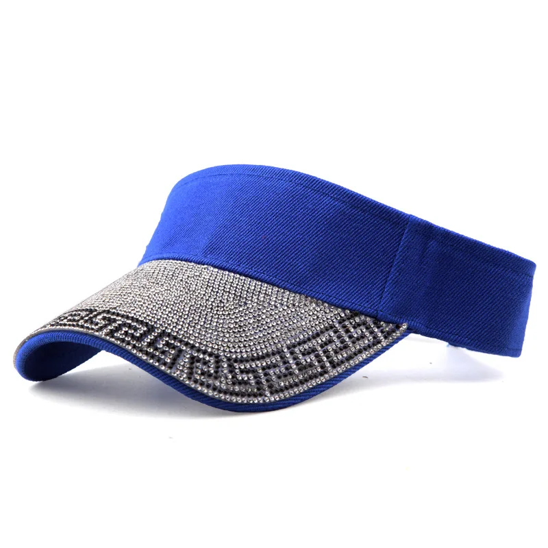 

Spring and Summer Women Diamond Embedding Inlaid Hollow Hat Fashion Net Red Sunshade Topless Hat Sun Visor Cap Sun Tide Hat