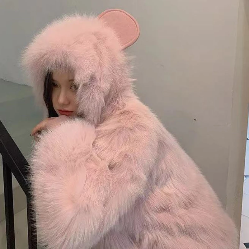 

Women Mink Faux Fur Coat Female Solid Turn Down Collar Warm Fake Fur Coat Ladies Plush Teddy Coat Casual Jacket Hooded G180