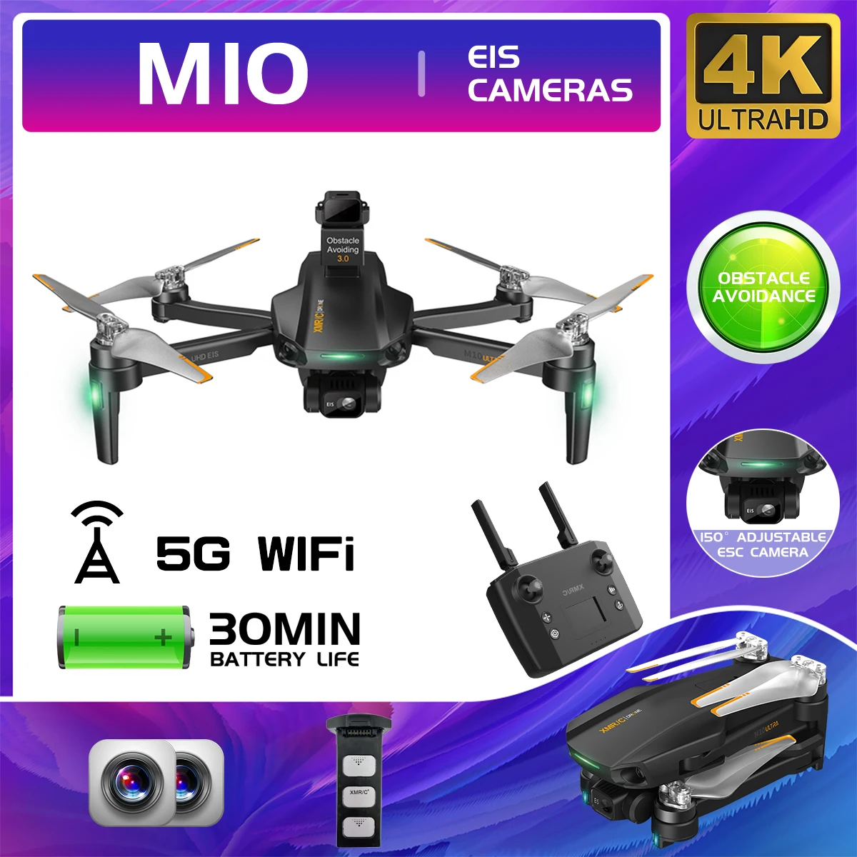 

Квадрокоптер M10 Ultra 4K, Профессиональный GPS, 3-осевой, с Wi-Fi