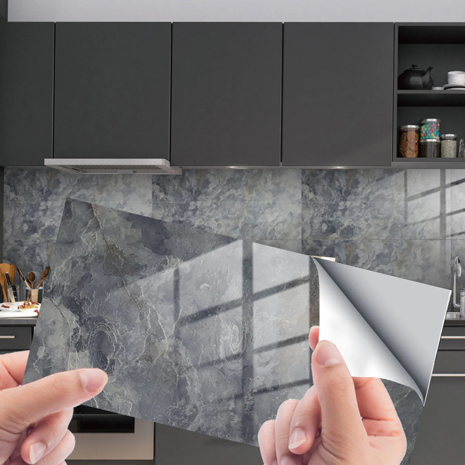 

4/16PCS Marble Texture Tile Stickers Self-Adhesive PVC Peel And Stick Backsplash Home Decor Wall Art Tile Paint Stick On Tiles