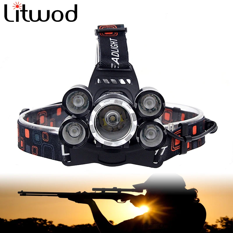 Фонарь налобный светодиодный 5 светодиодов IPX4 водонепроницаемый |