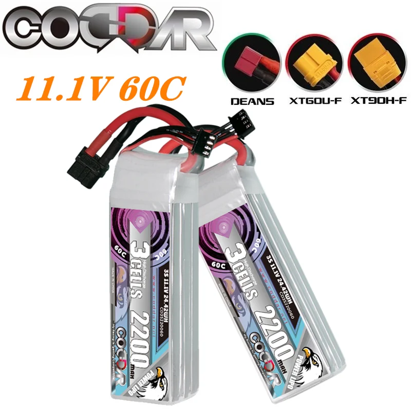 

Аккумуляторная батарея CODDAR 60C 11,1 V 3S 2200mAh Lipo Racing для FPV RC Quadcopter Aircraft с T/XT60/TRX/XT90/EC5 3S