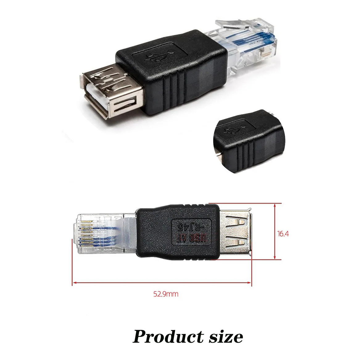 50 шт. черный USB-разъем для Ethernet RJ45 папа к USB 2.0A разъем адаптера сетевой кабель