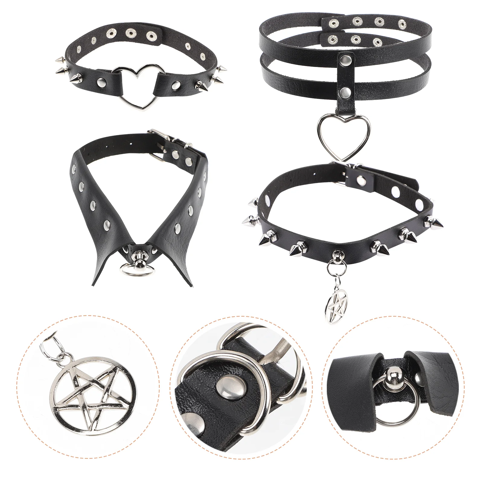 

Choker Necklace Gothic Jewelry Neckcollar Punk Partyforaccessory Black Adjustable Spike Decor Couples Chains Girlrelationship