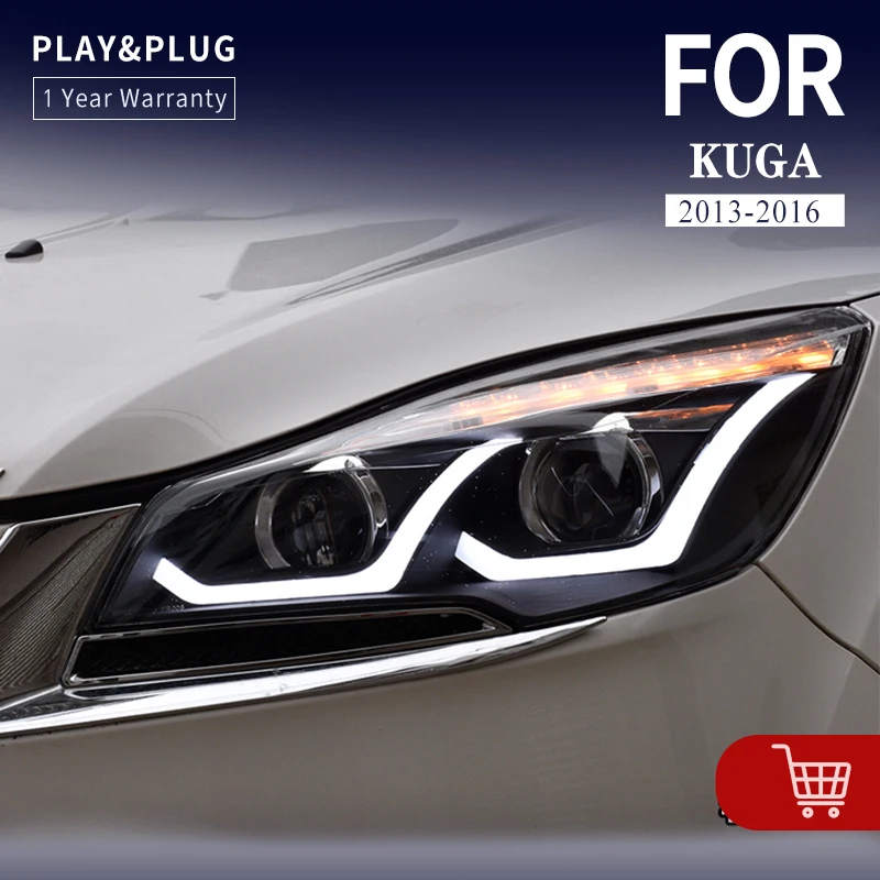 

Car Styling For Ford Escape 2013-2016 Kuga Headlights Fog Lights Day Running Light DRL H7 LED Bi Xenon Bulb Head Lamp