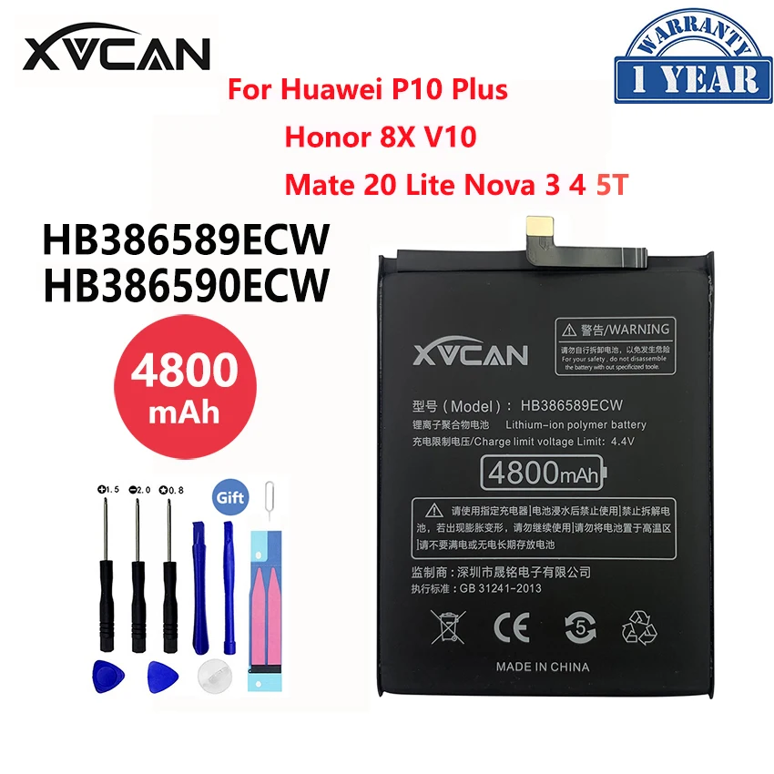 XVCAN originale For per Huawei P10 Plus Honor 8X 4800mAh visualizza 10 Mate 20 Lite P10Plus Nova 3 4 5T Batteria Batteria