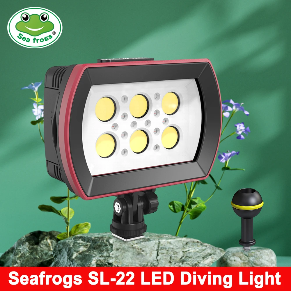 

Seafrogs SL22 Aluminum LED Diving Light 6000LM 40m/130ft Video Light 7000-7500K Underwater Photography Lamp Flash Strobe