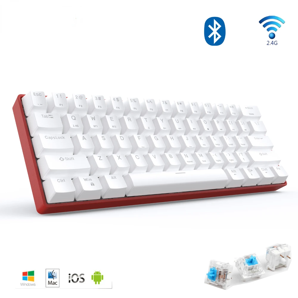 Bluetooth 5.0 & 2.4G Wireless mechanical  gaming Keyboard  Combo Mini Multimedia Keyboard  For Laptop PC  iPad phone
