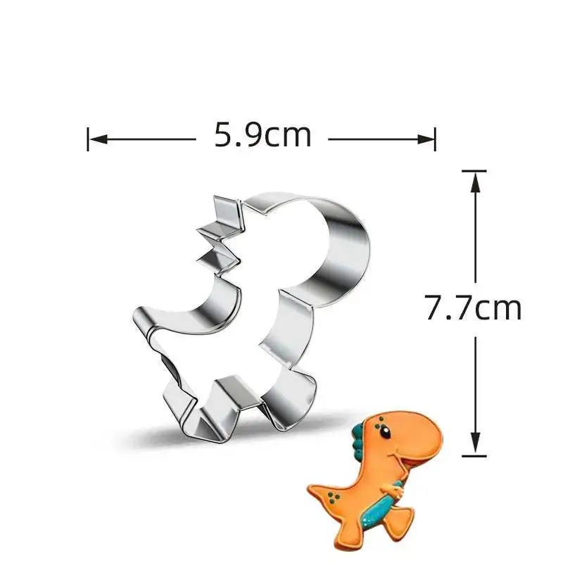 

Cake Cookie Biscuit Cutter Decorating Mould Pastry Baking Tool Tyrannosaurus Rex Silver Stainless Steel Dinosaur Animal Fondant