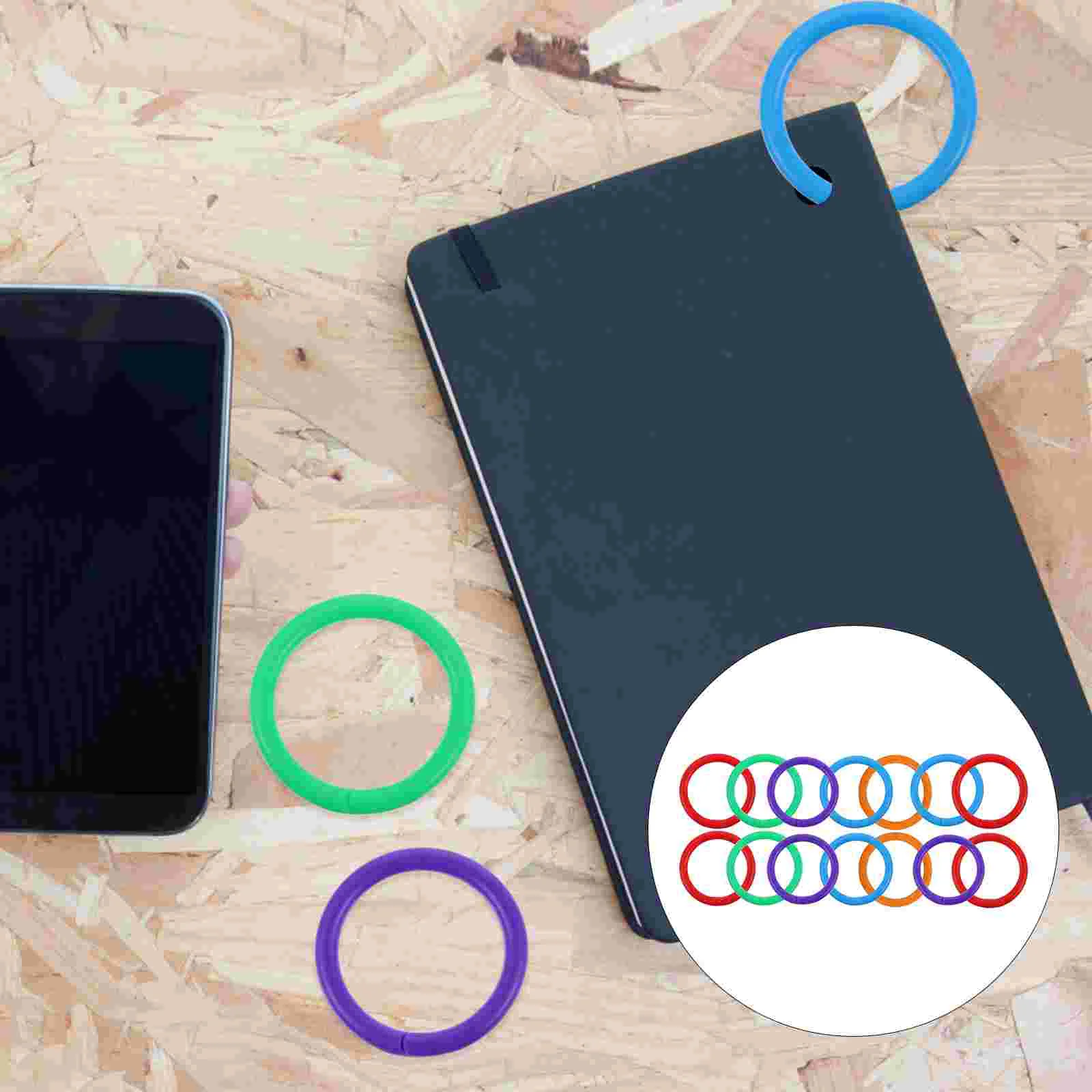 

100 Pcs Color Ring Snap Document Plastic Loose-Leaf Rings Keychains Multi-Color Notebook Hinge Paper