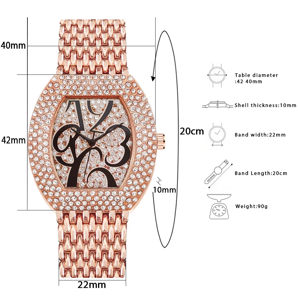 Watch Women Iced Out Rhinestone Diamound Wrist Watch Ladies Watches Women Simple Quartz Watch Hot Sale Women Fashion Reloj Mujer