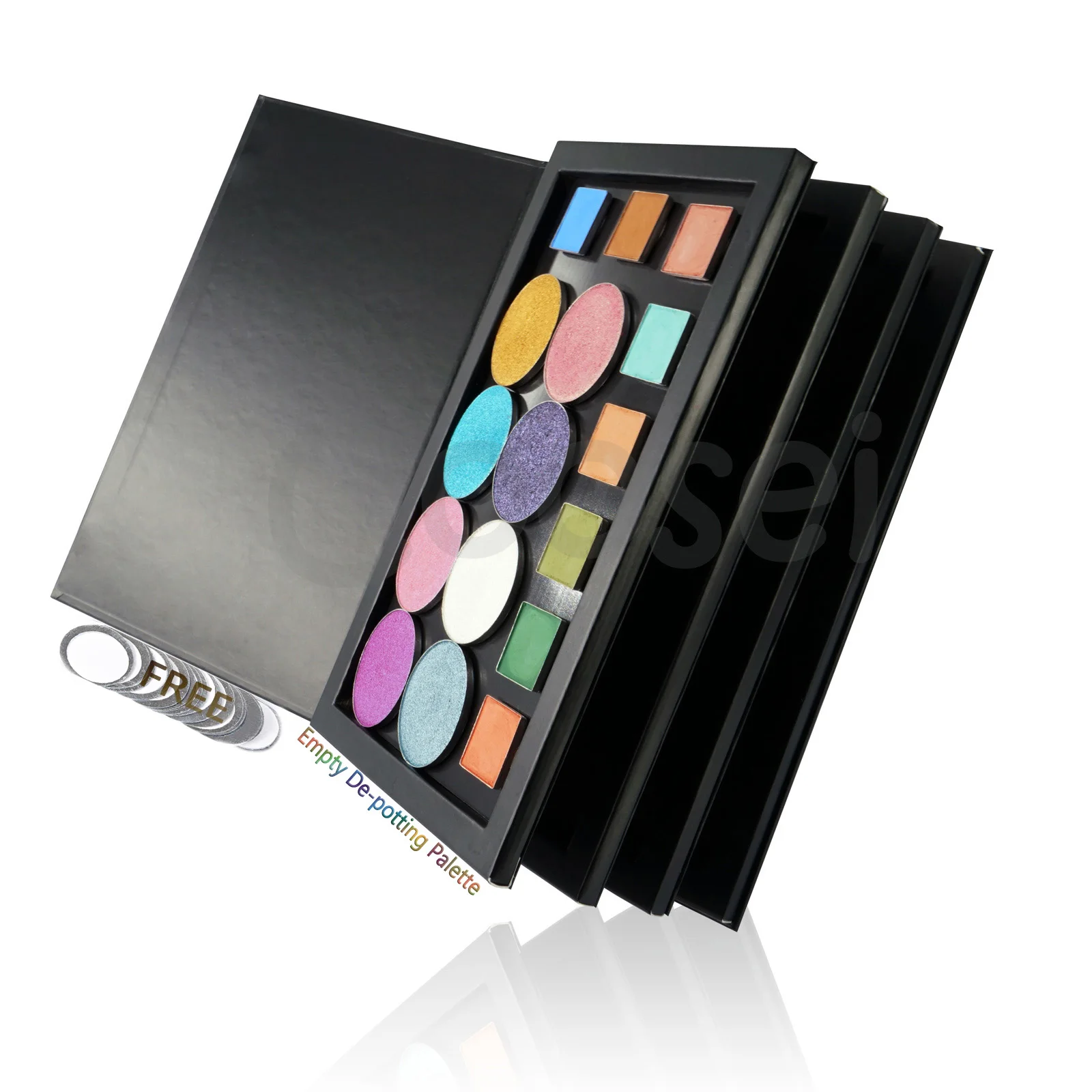 Coosei Book Shaped New Extra Large Magnetic Eyeshadow Pallete 3/4 Layers EMPTY Big Makeup Palette Storage Box 60pcs 36mm Shadows