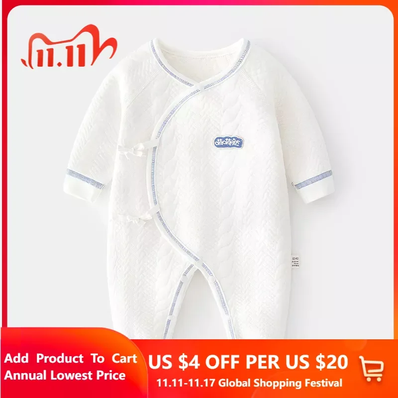 

Baby Clothes 0 to 12 Months 100% Cotton Clothes For Newborn Baby Solid Color Bodysuits & One-pieces Autumn& Winter Jumpsuits