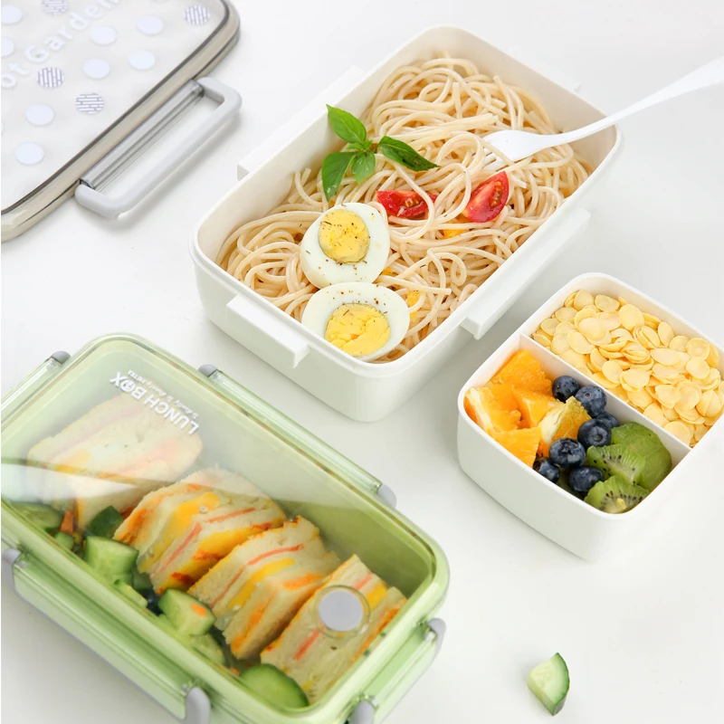 

Salad Lunch Box Container, Portable Bento Lunch Box with Large Salad/Fruti/Nuts Bowl, Leak-Proof Lunch Containers for Adults/Kid