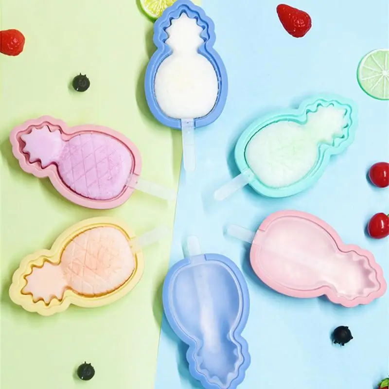 

Silicone Ice Cream Mold Popsicle Siamese Molds with Lid DIY Homemade Ice Lolly Mold Cartoon Cute Image Handmade Kitchen Tools