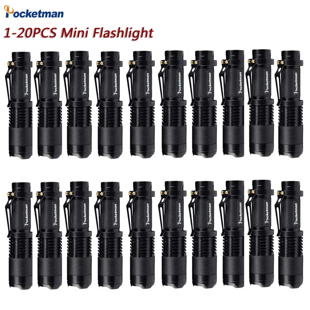 

1~20 Pcs LED Flashlights Aluminium Alloy Pocket-sized Emergency Light Torch Zoomable Torches Tactical Flashlight Mini Flashlight