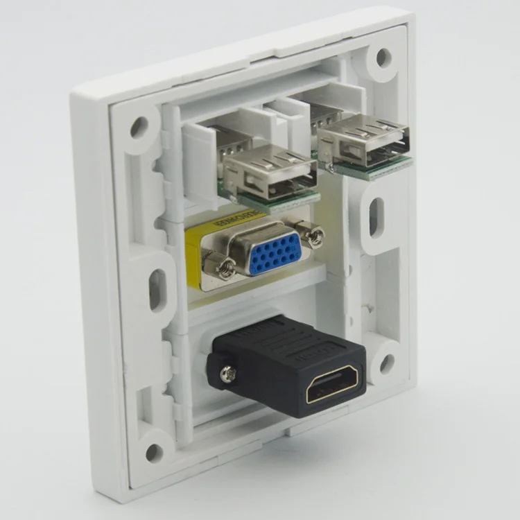 HDMI VGA 2 X USB настенная пластина с гнездовыми разъемами