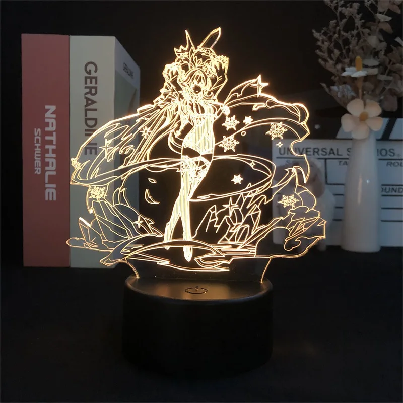 Genshin impact Eula Lawrence luces led para habitacion anime figure manga lampara de noche dormitorio decoracion adolescente luz regalos personalizados nocturna lamparas decorativa mesa kawaii room decor