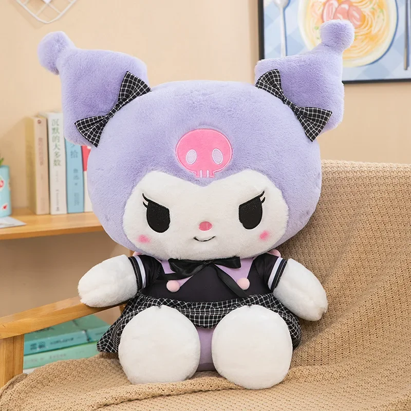 Sanrio Kuromi плюшевые игрушки Kawaii аниме куклы клетчатая юбка 35-85 см мягкая подушка