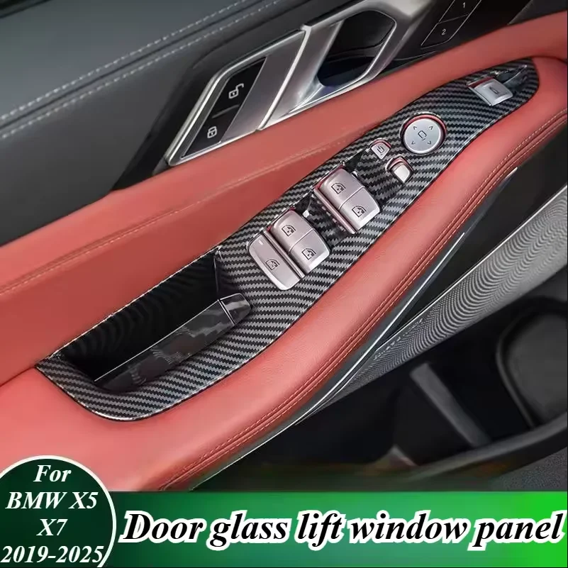 Фото Для BMW X5 G05 2022-2025 (левый руль): Декоративные наклейки из АБС-пластика на рамку кнопки стеклоподъемника, панель двери, аксессуары для интерьера автомобиля