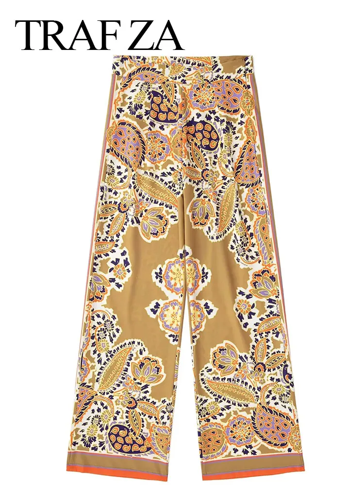 

Брюки женские с широкими штанинами, на молнии, с принтом