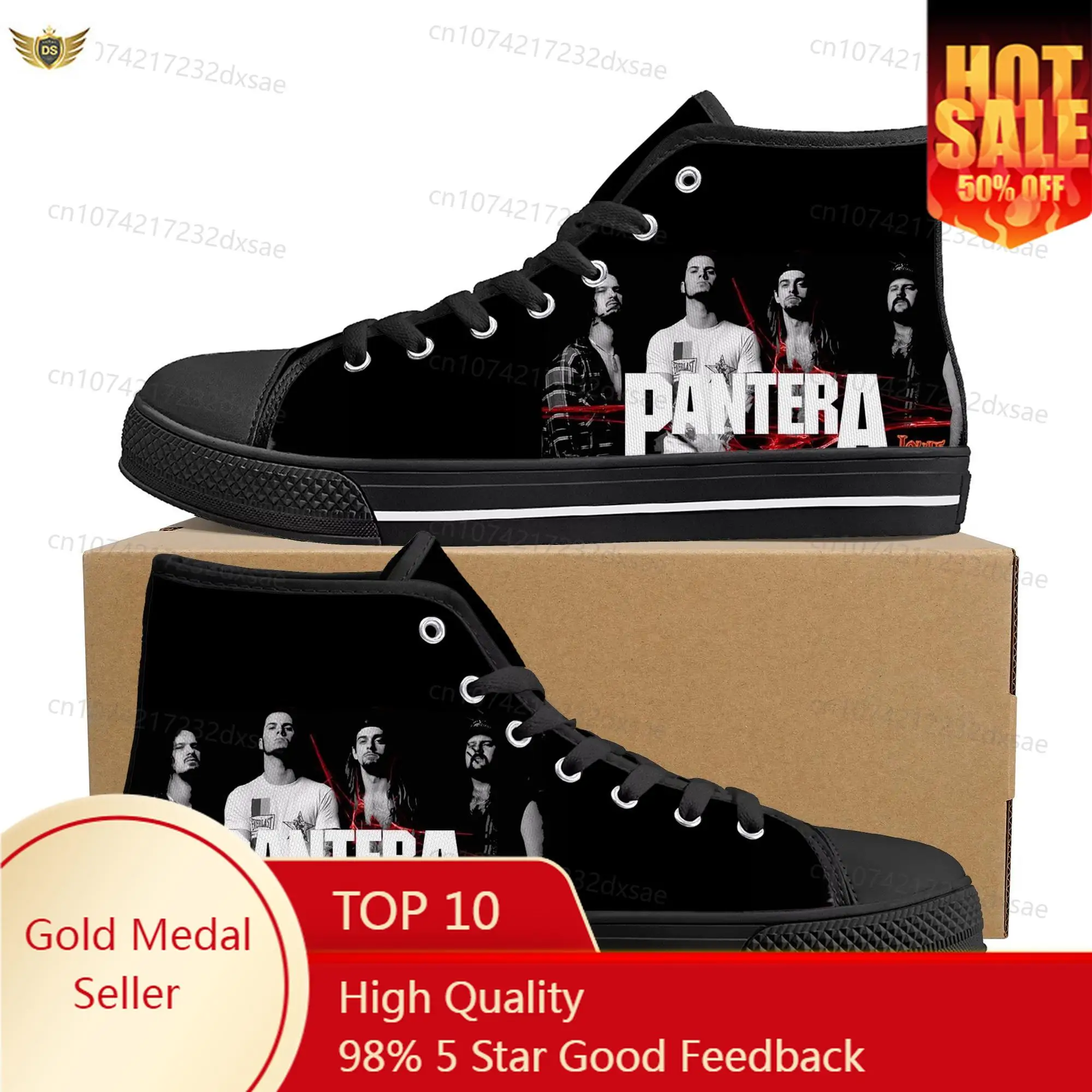 

Pantera Metal Band Pop High Top High Quality Sneakers Men Women Teenager Canvas Sneaker Casual Couple Shoes Custom Shoes