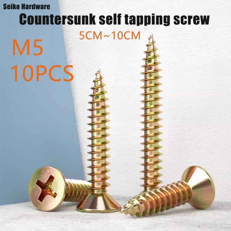 

M5 Cross Countersunk Head Self Tapping Wood Screws KA Flat Head Screw Hardened Tip Drywall Screw Nail 20pcs