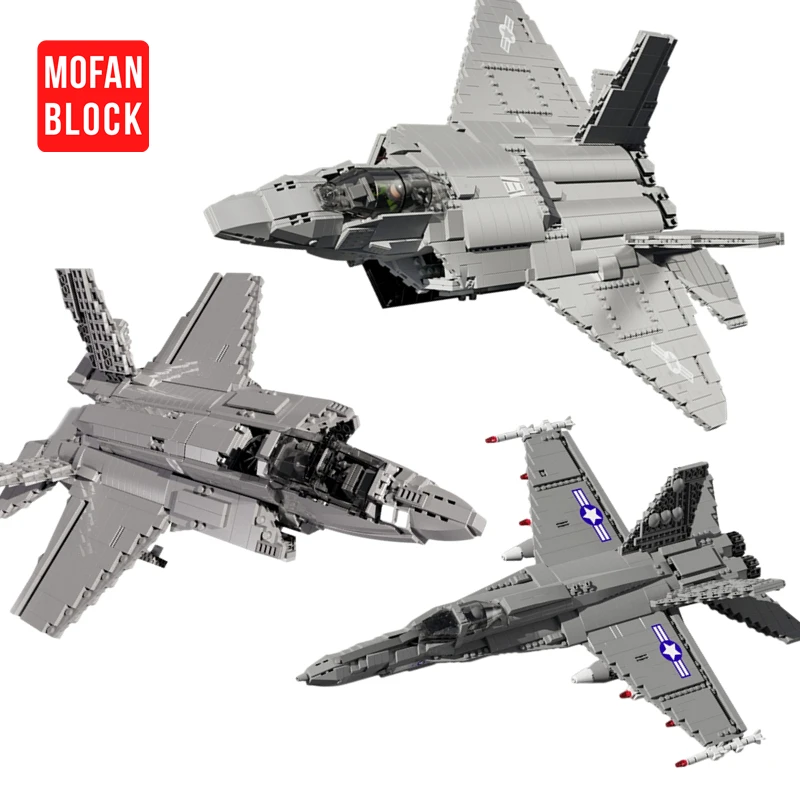 Militär Flugzeug F-35 F-22 Raptor Stealth Fighter Modell Bausteine Große Flugzeug Träger Flugzeug Ziegel Kinder Spielzeug Jungen