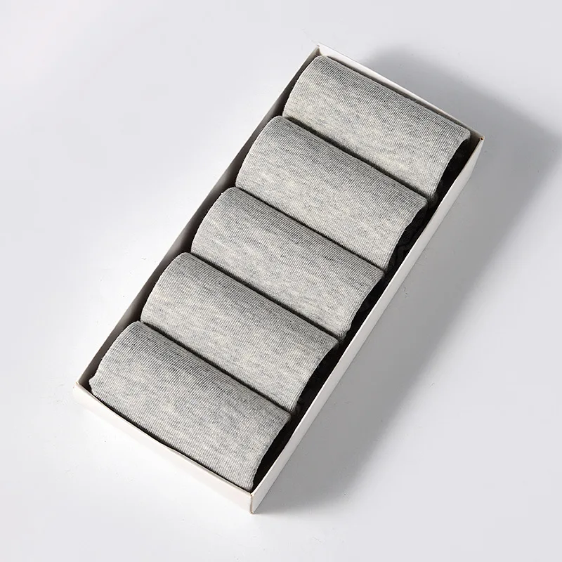 Носки мужские короткие однотонные хлопковые дышащие 5 парт/Лот черные белые