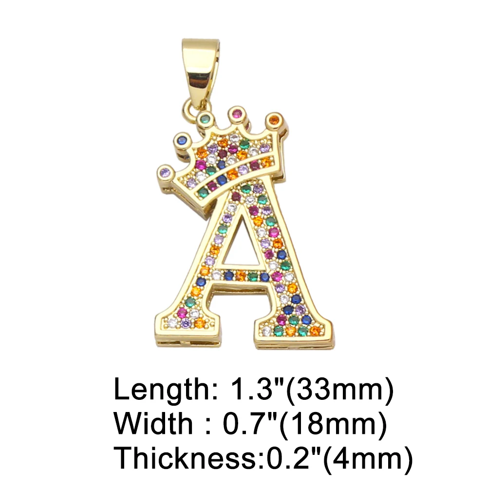 OCESRIO A-Z подвеска в форме короны для ожерелья женщин позолоченные блестящие CZ