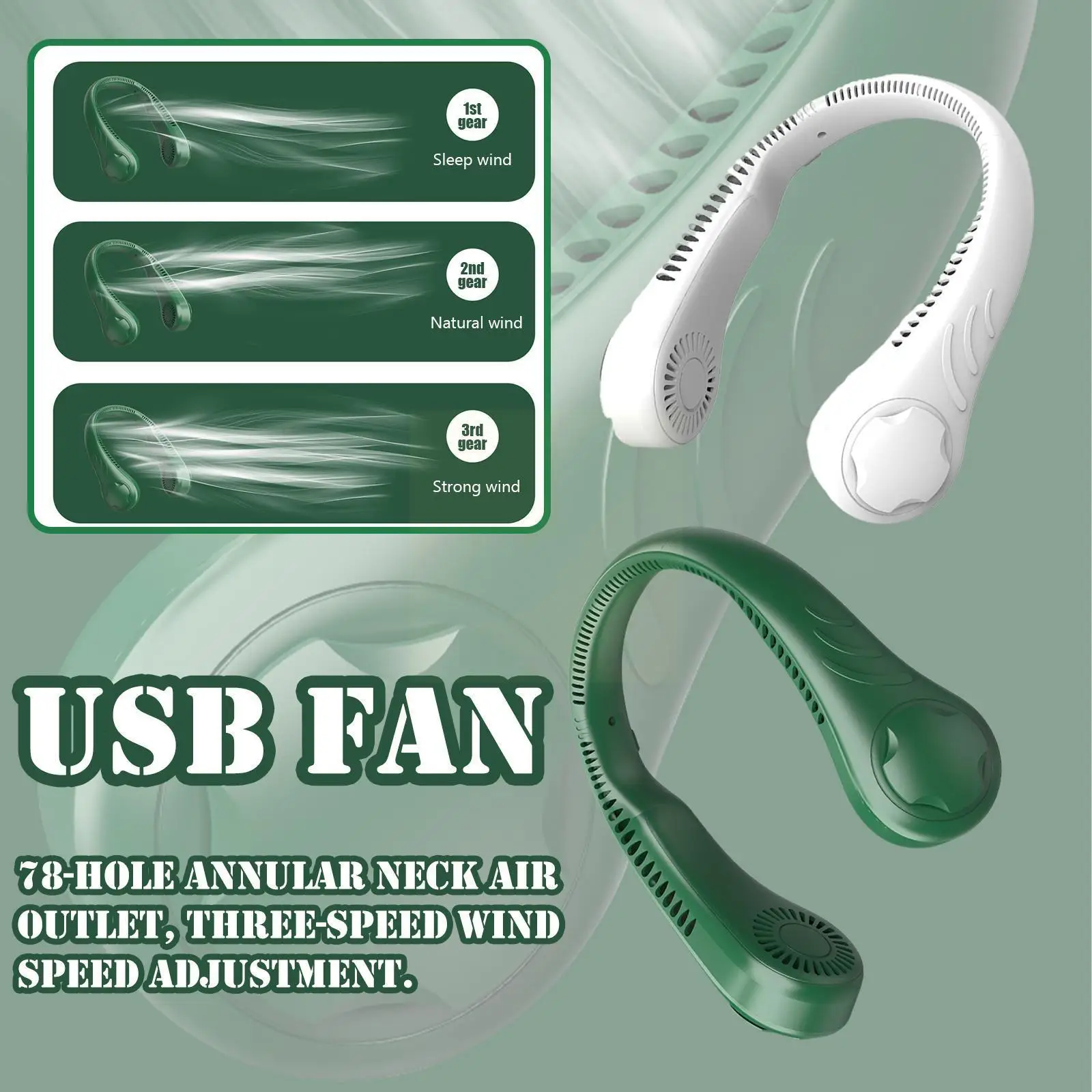 

Portable Neck-mounted Fan USB Rechargeable Mini Lazy Neck Bladeless Cooler Wearable Neckband Cooling Fan For Home Office Ou Z0Y0