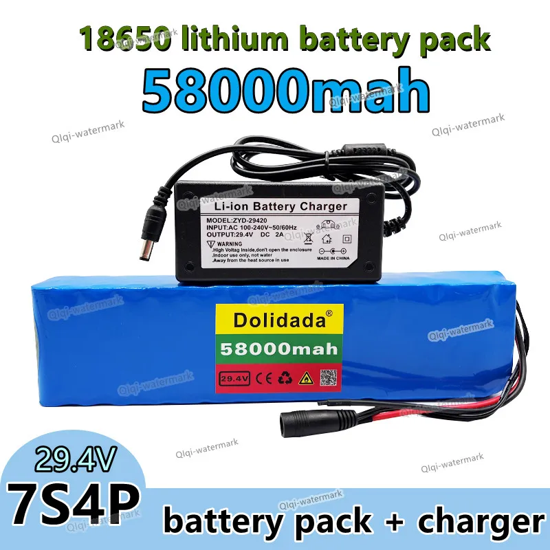 

Original 7S4P 24V 58Ah 29.4V FOR Lithium-ion battery pack Built-in BMS electric bike unicycle scooter wheelchair motor
