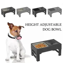 Elevated Pet Bowl Height Adjustable Dog Bowl Stainless Pet Food Big Dish Elevated Feeding Water Dog Steel Stand Bowl Feeder J8k7 