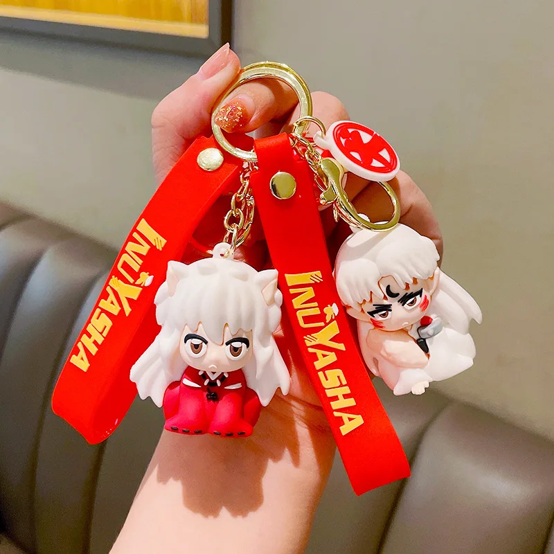 

Anime Inuyasha Keychain Cartoon Keyring Figure Miroku Sesshoumaru Higurashi Kagome Action Figures Key Chain Anime Gifts