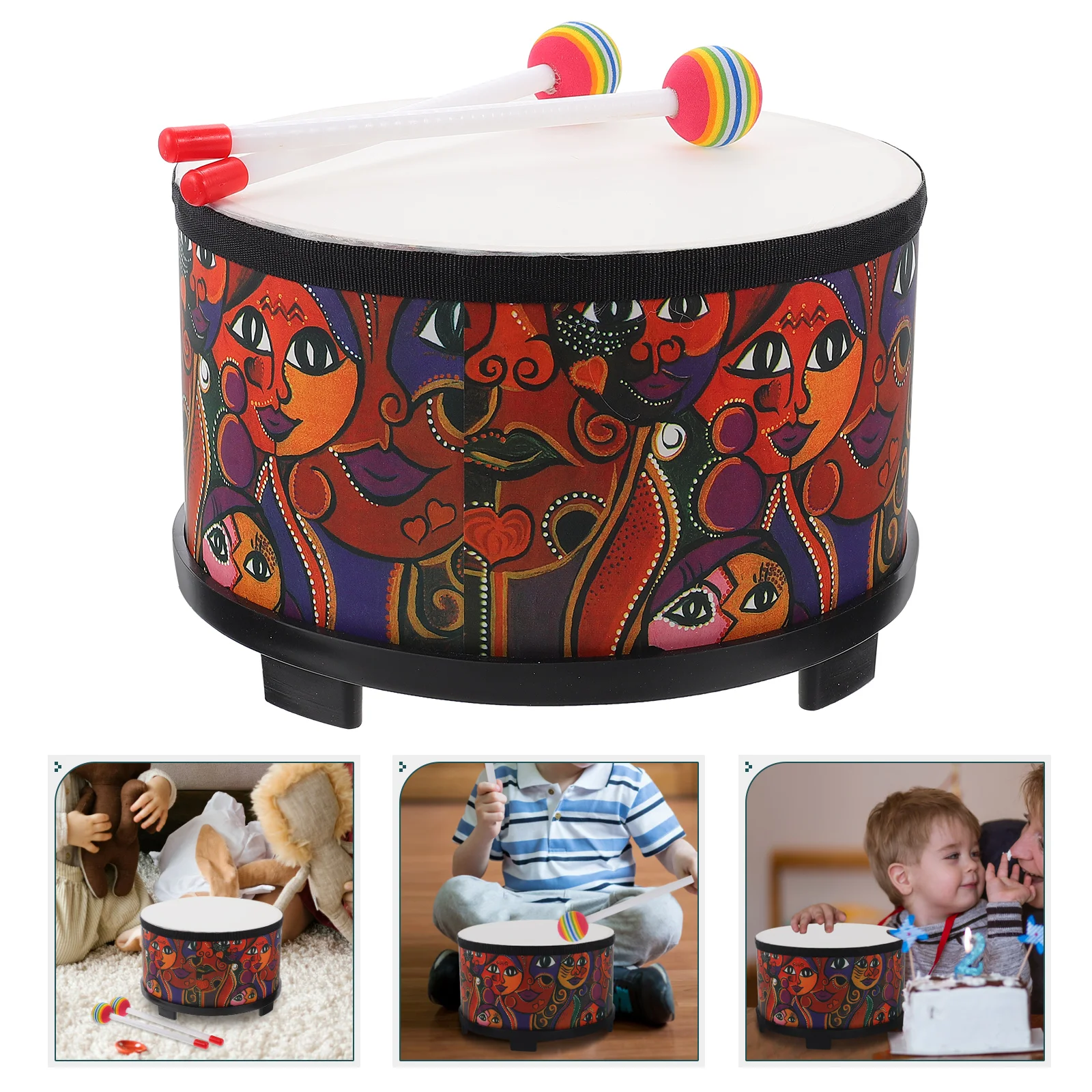 

Drum Kids Musical Woodeninstrument Floor Set Percussion Tom Early Snarefor Drums Education Instruments Small Educational