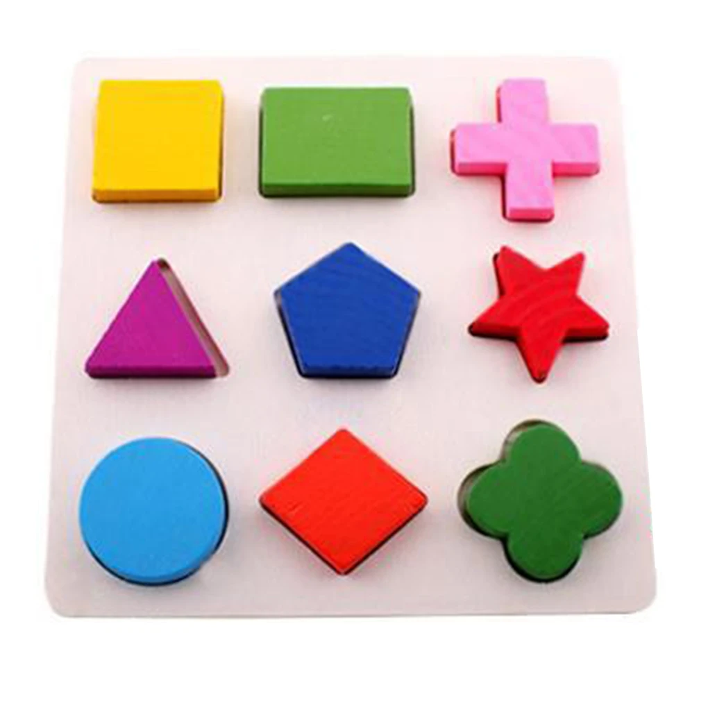 

Wooden Geometric Shapes Blocks Sorting Math Puzzle Preschool Learning Educational Game Baby Toddler Toys
