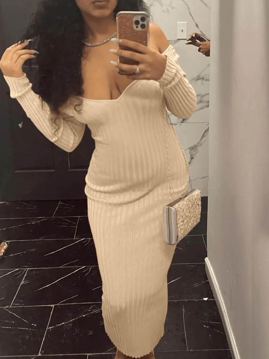 Рисунок 4 - Женское трикотажное длинное платье в рубчик