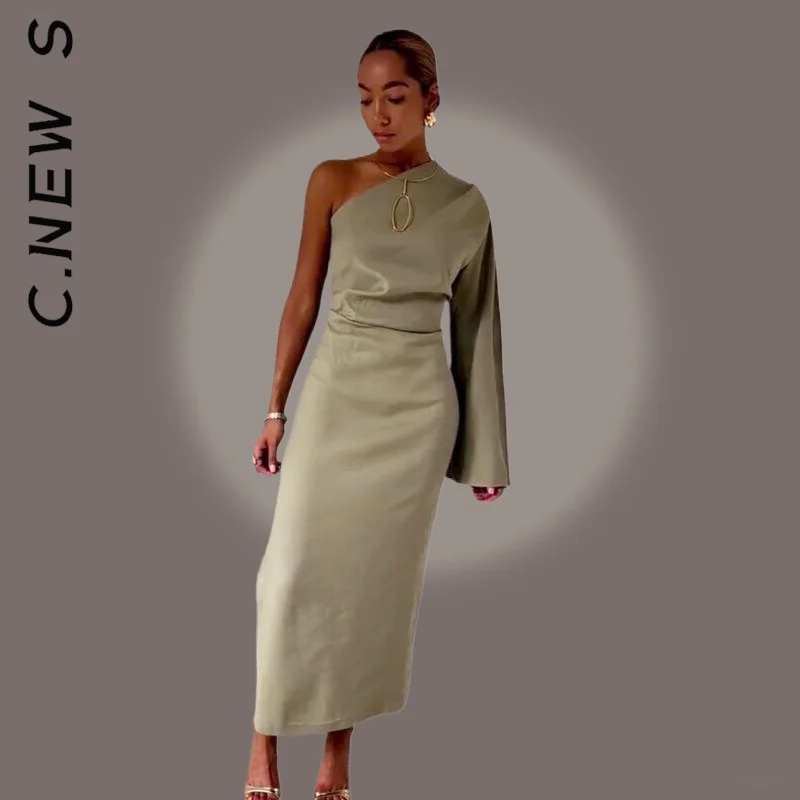 C. Новое сексуальное длинное платье с длинным рукавом модное для отдыха дешевое