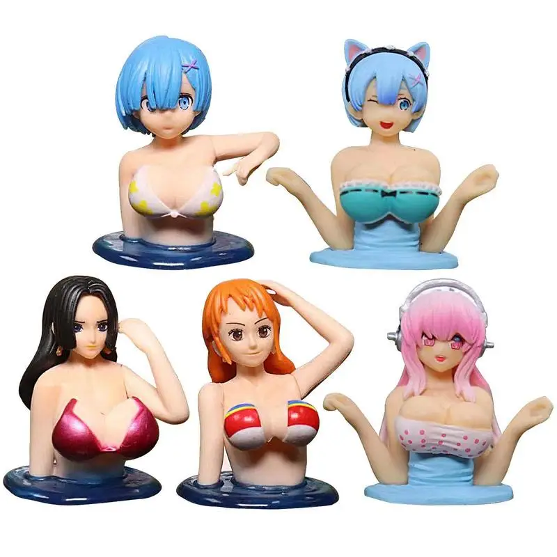 Shaking Chest Girl Car Dashboard Ornament Sexy Cute Anime Dolls Plump Car Interior Shape Motorcycle Accessories Decoration
