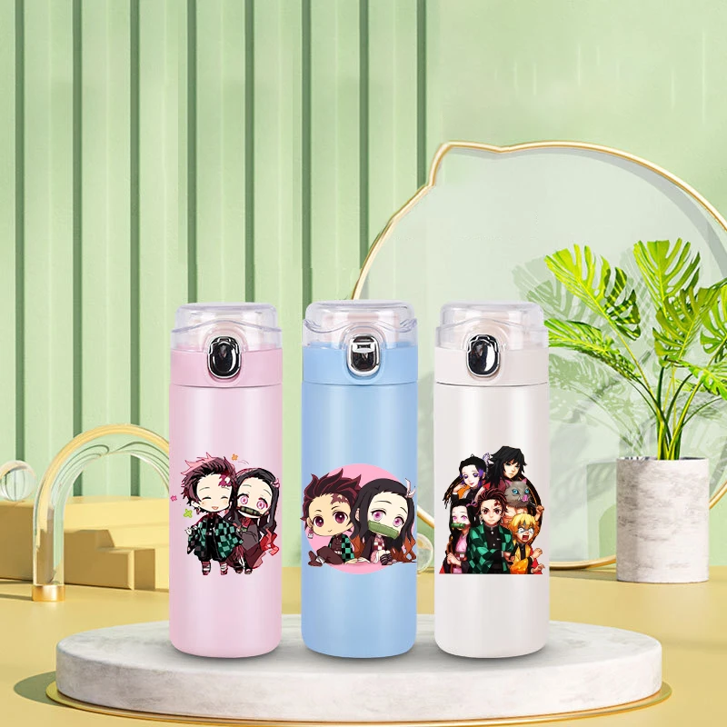 Аниме Demon Slayer с принтом 400 мл термос карманная чашка из нержавеющей стали для кофе